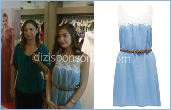 Fatih Harbiye dizisi 40.Bölüm (Sezon Final) Neriman'ın Dantel Detaylı Kot Elbisesi...